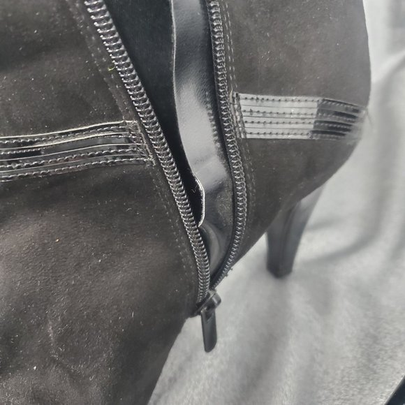 Impo Side Zip-up Mid-calf/Knee-hi Heels black Boots Santana Faux Suede Size 8.5M - Picture 14 of 15